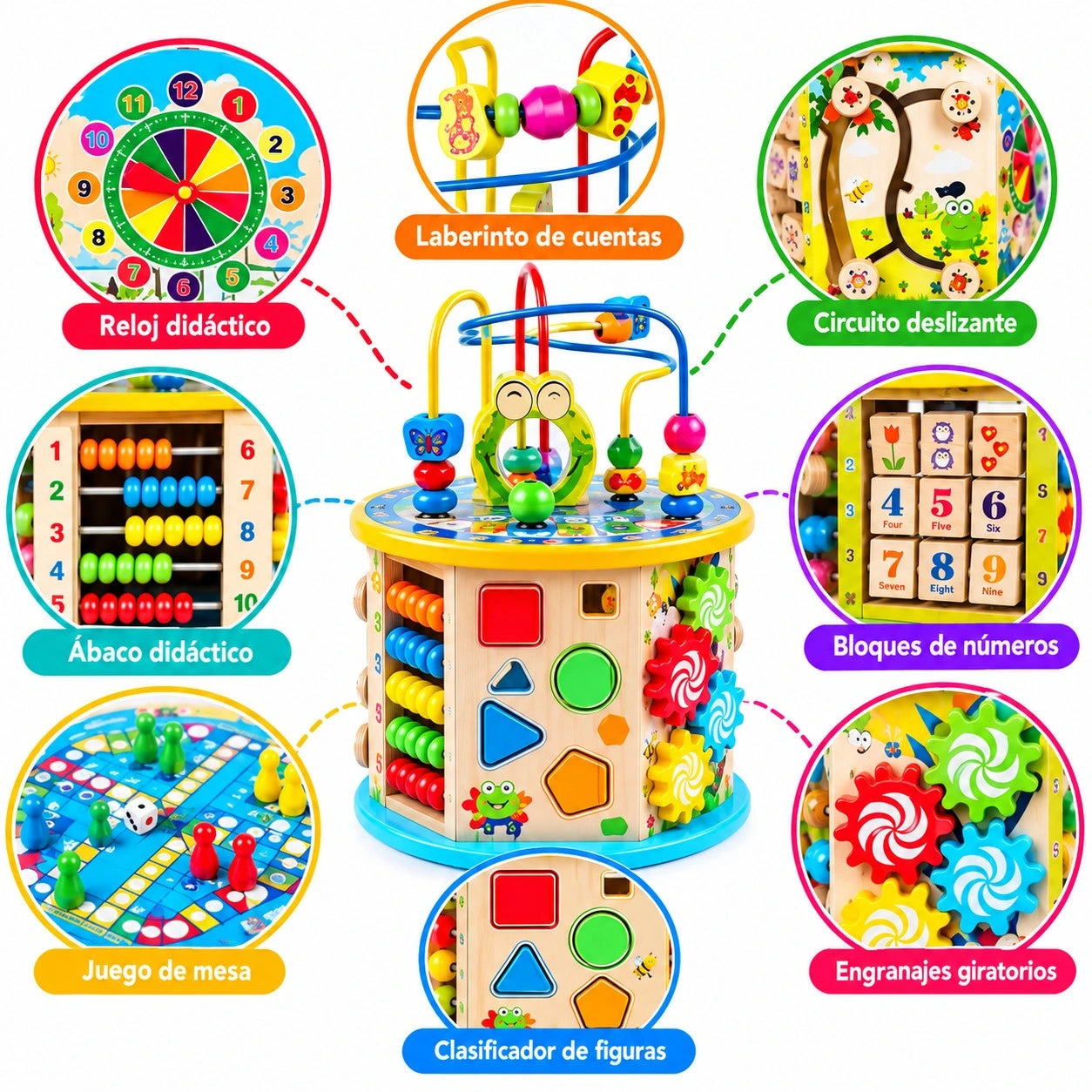 ExploraPekes® -Cubo Didáctico 8 en 1