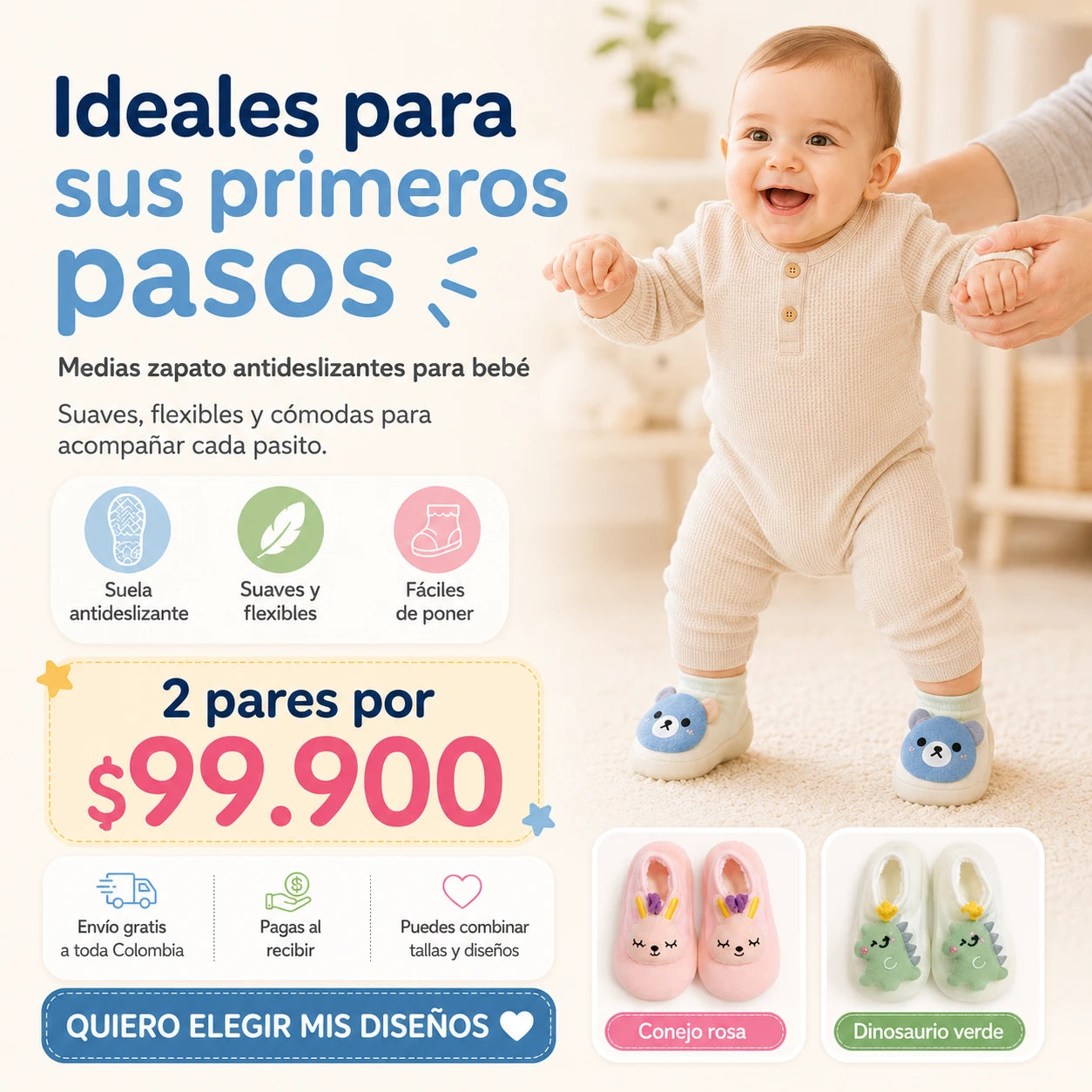 Pasitos Tiernitos® – Medias zapato antideslizantes
