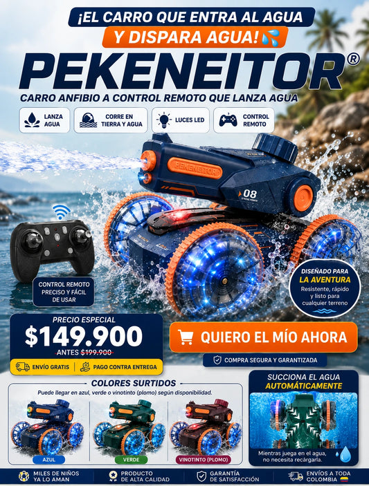 Pekeneitor® | Carro Anfibio a Control Remoto Lanza Agua